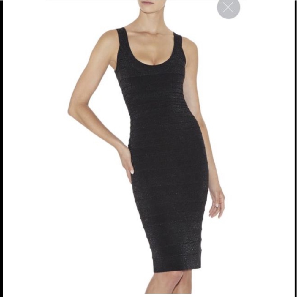 NWOT Herve Leger Black Textured body-con dress - Picture 9 of 9